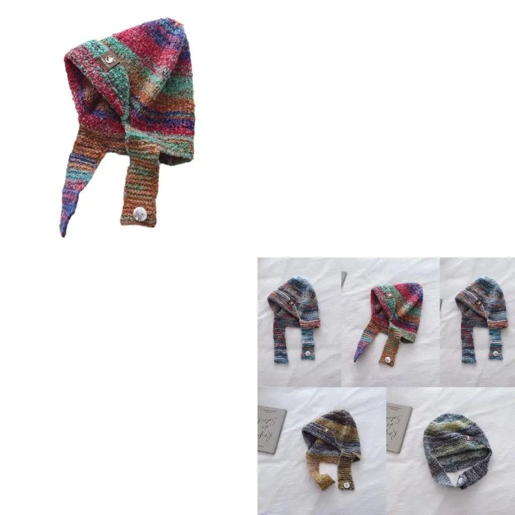 

Trendy Gradients Knit Hat with Chin Strap Stylish & Warm Children Beanie for Kid 4XBC