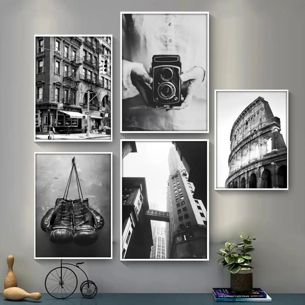 Black And White Vintage Photo Classic Movie Posters Vintage Room Bar Cafe Decor Stickers Wall Painting