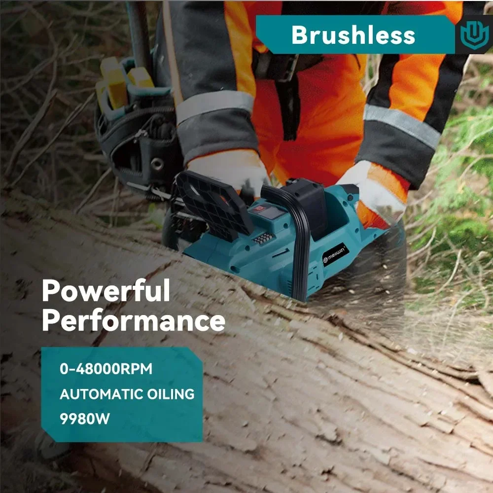 18 Inch Brushless Electric Chainsaw 9980W Cordless Rechargeable Electric Saw Woodworking Power Tools For Makita 40V Battery