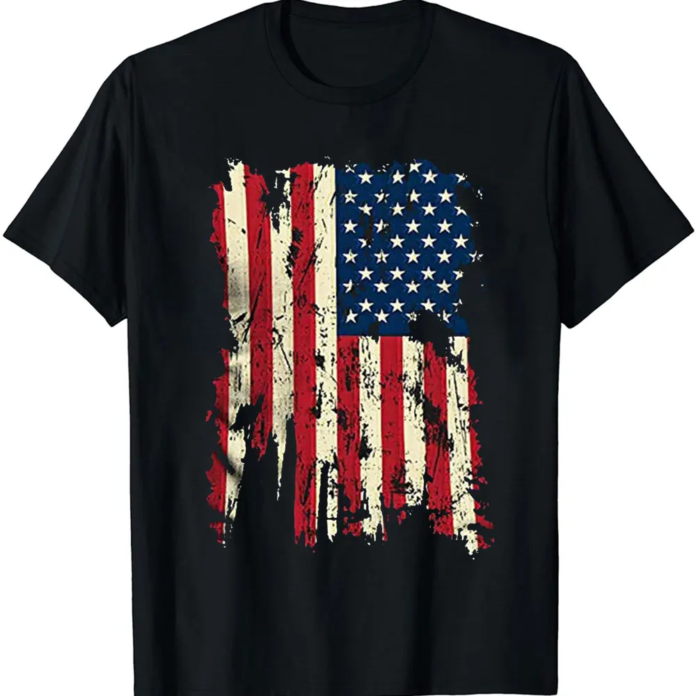 Independence Day Flag Print Graphic Polyester Breathable Tee Shirt Crew Neck Casual women Men Casual July 4th Patriotic T-shirt