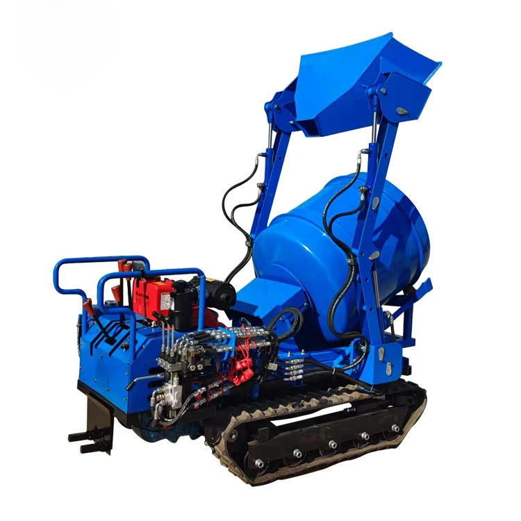 Crawler 200L 400L with Bucket Mini Self-Dumping Concrete Drum Mixer Crawler Concrete Mixer Machine Self Loading Concrete Mixer