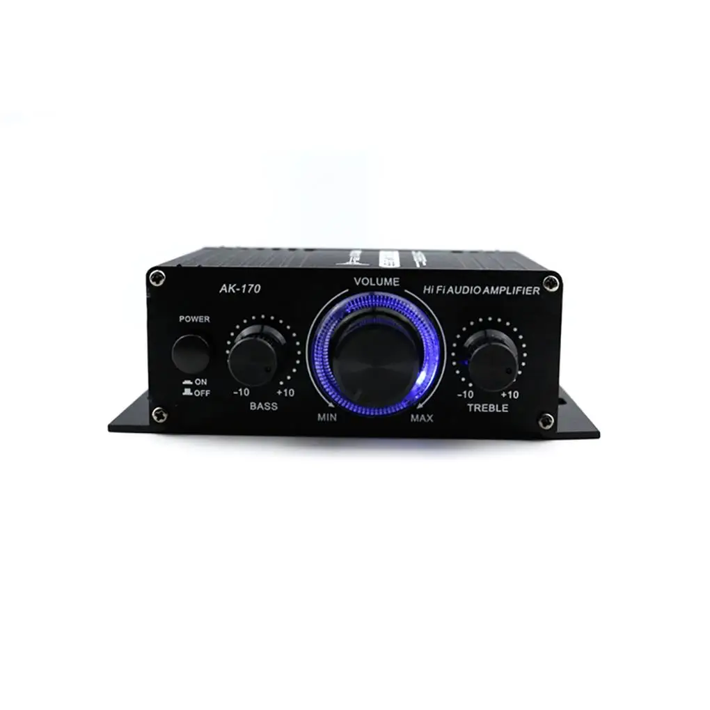 Mini amplificador de Audio Digital AK170 para coche, amplificador de Audio estéreo con luz azul para cine en casa, Club, fiesta, música, potencia de 12v