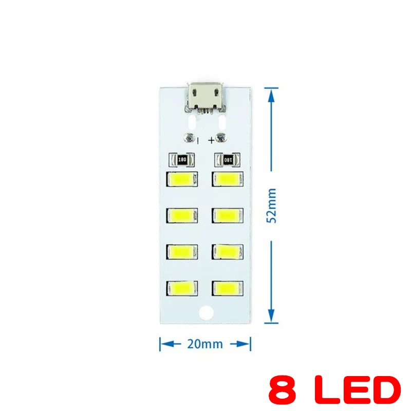 Panel de iluminación LED con Usb 5730, luz de Emergencia Móvil, luz nocturna, blanco, Mirco, 5730 Smd, 5V, ~ 470mA 430mA, 1 piezas