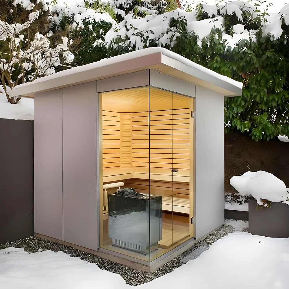 Infrared Control Panel Outdoor Use Villas Wholesaler Modern Square Smart Sauna Room Bluetooth Speaker Red Cedar Far