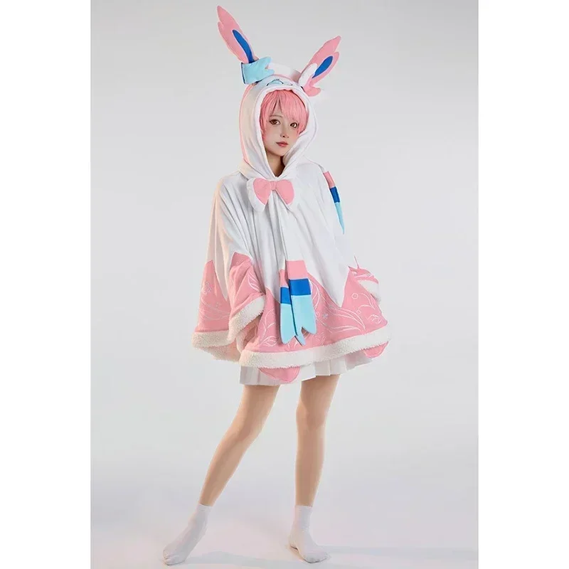 ZA01 Anime Sylveon Cosplay Kawaii capa de Halloween manta con capucha Live Youtuber Ninfia Nymphali disfraz para mujer GirlZa0 @