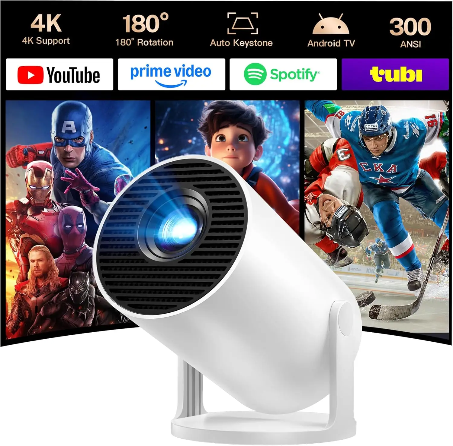

Mini Projector Android 14 OS 1080P Support Portable with WiFi 6 Bluetooth 5.4 Auto Keystone for Bedroom Compatible with Netflix