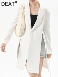 Deat Fashion Dames Blazer Gekerfde Kraag Losse Enkele Knoop Lange Mouw Maat Veters Pak Jacks Herfst 2024 Nieuwe 7ab043