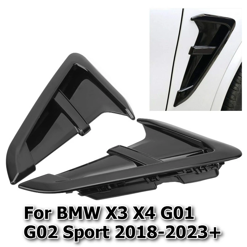 Image of Auto-Seitenflügel-Spoiler Windmesser Seitenlüftungsöffnungen Dekorative Seitenflügel-Aufkleber für BMW X3 X4 G01 G02 M Sport 2018-2023+