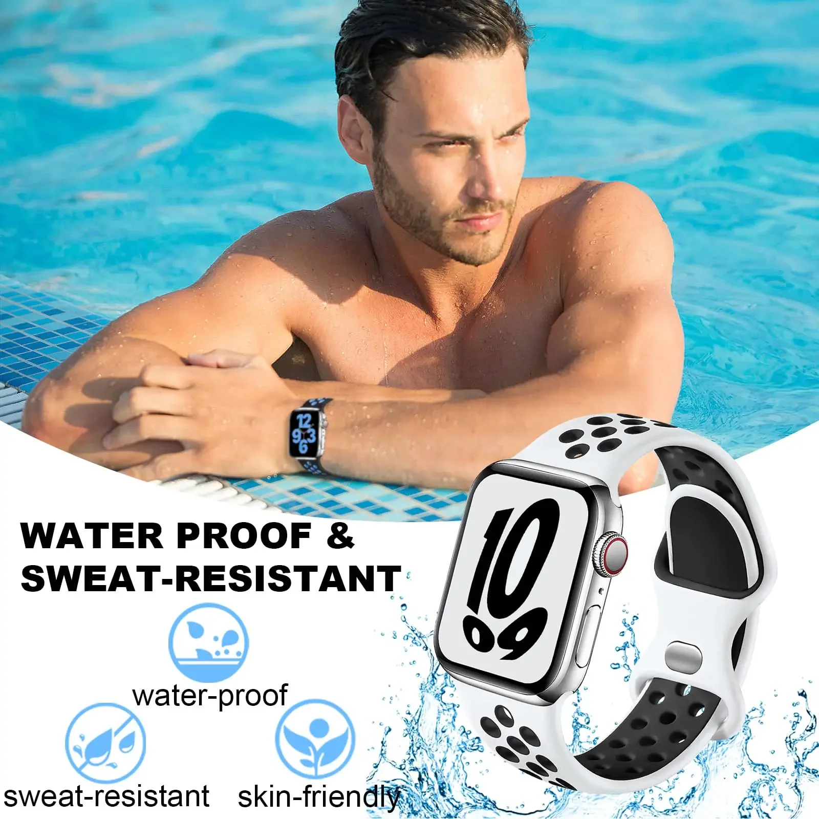 حزام رياضي لساعة أبل 46 مللي متر 42 مللي متر الترا 2 49 مللي متر 40 مللي متر 41 مللي متر 42 مللي متر 45 44 مللي متر سيليكون سوار lWatch Series10 9 8 SE 7 الفرقة #6