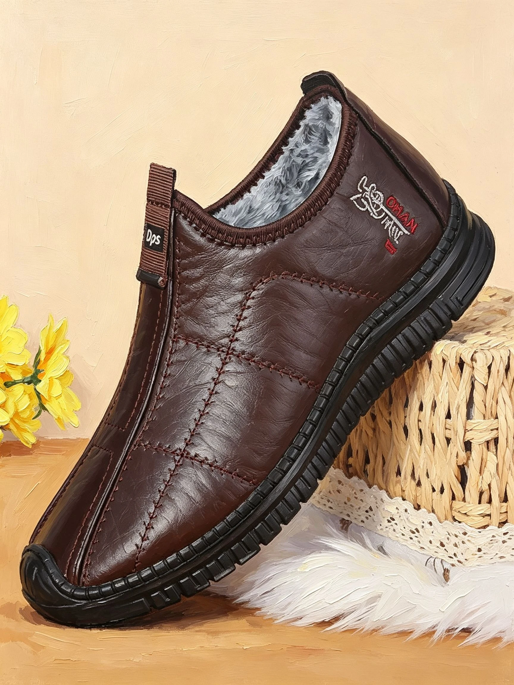 Dicke, rutschfeste, warme Schneestiefel für Herren, mit Plüschfutter, knöchelhohe Stiefel, geeignet als bequeme Freizeitbekleidung für den Winter. – Detail 4