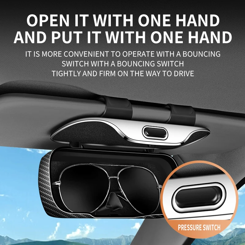 لـ VinFast EV Sun Visor حامل النظارات الشمسية، صندوق تخزين نظارات من ألياف الكربون ملحقات السيارة الكهربائية