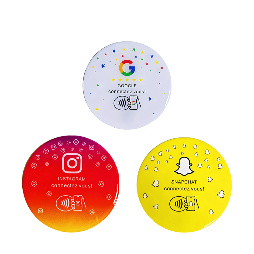 Tag Kartu NFC 215 Resin untuk Ulasan Google, Instagram, iPhone/Android, Tap URL, Tulis Ulasan Bisnis Sosial Media