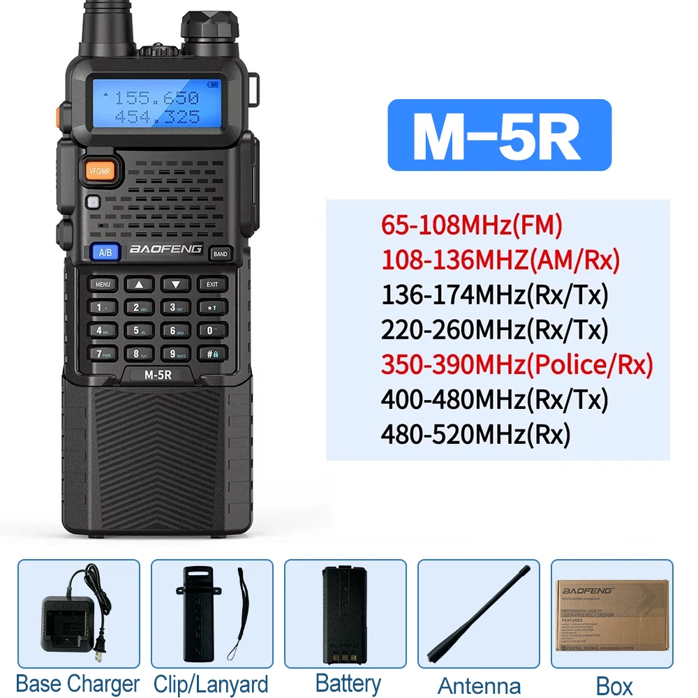 Baofeng M-5R Walkie Talkie High Power Long Range Typ-C Wireless Kopierfrequenz Zwei-Wege-Radio Kommunikation Amateurfunk zum Wandern