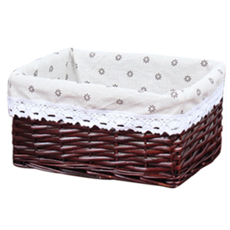 Cesta de almacenamiento de mimbre hecha a mano, artículos para el hogar, aperitivos, restos de frutas, ropa, acabado de sauce