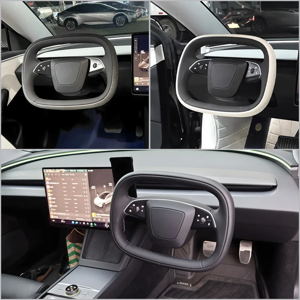 Yoke Handle Steering Wheel for Tesal Model 3 Highland 2024 Customized Personalized Cybertruck Style with Heating Leather 2023+