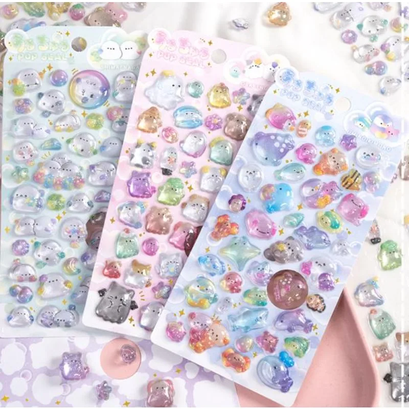 2026 Hot 3D embossed fun acrylic diamond stickers for children's DIY decorative embossed fun stickers