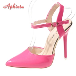 Aphixta Summer 12cm Super High Stiletto Heels Ankle Strap Sandals Women Hollow Pointed Toe Party Heels Shoes Plus Size 48