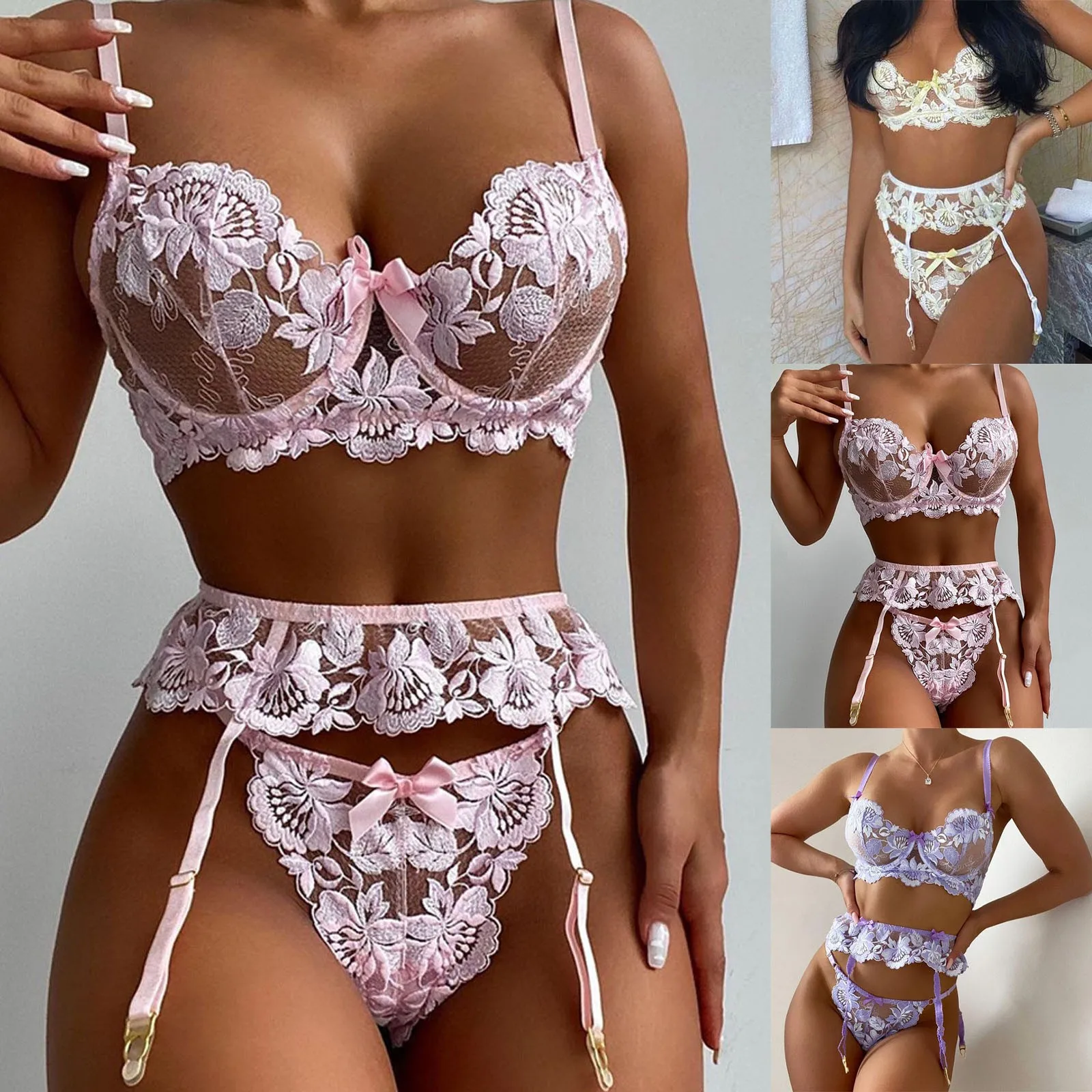 

Women Fashionable Sexy Lace Flower Embroidery Sexy Lingeriet Tight Sexy Underwear Womens Lingerie