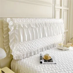 Princess Style Quilted Bed Head Cover Bedside Decoration Protector, Pleated Lace Solid Headboard Soft Pack Backrest Dust Cover