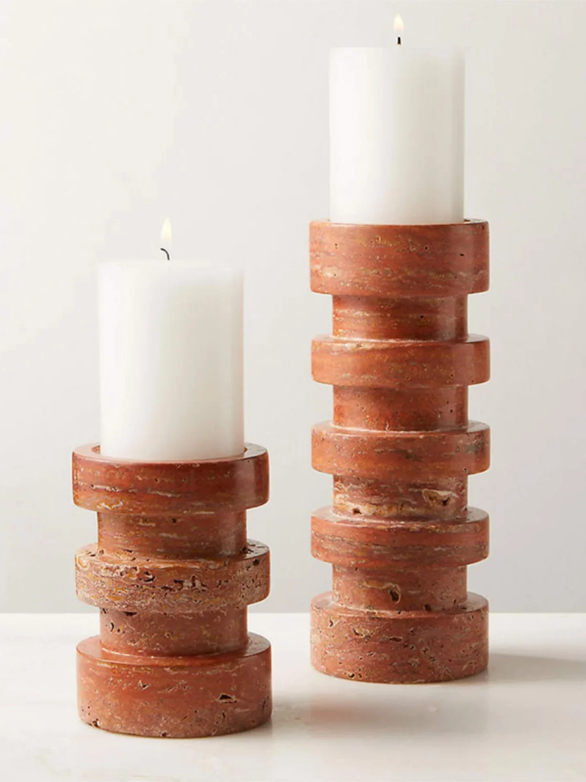 Simple natural marble cave stone spiral cylindrical candle holder creative home living room dining room decoration ornaments