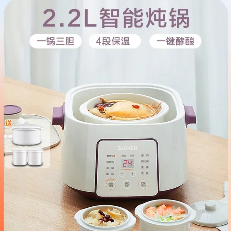 

220V Electric Stewpot with Ceramic Water Separation Stewpot, Perfect for Soup and Congee Cooking A