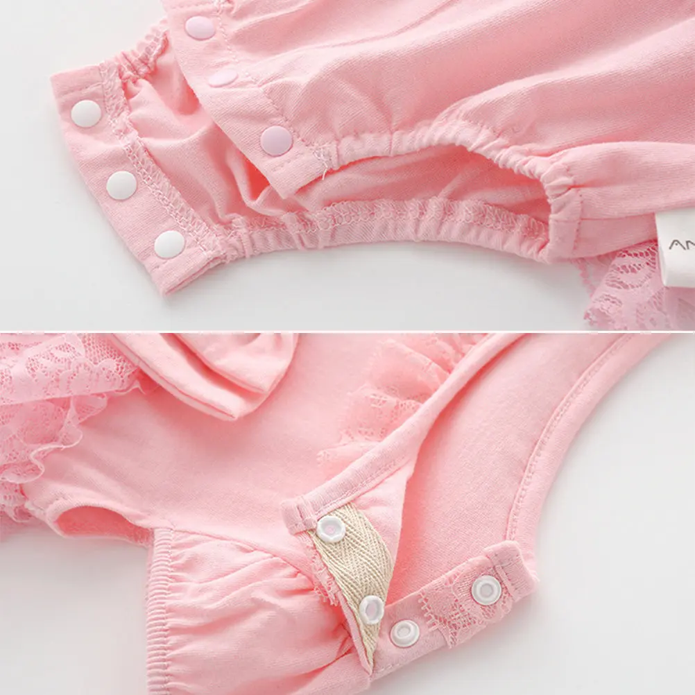 

Детская летняя одежда: хлопковые комбинезоны с кружевом и коротким рукавом для девочек, на каждый день, для вечеринок и отпуска, размер 60 (на 60 фунтов), детская одежда