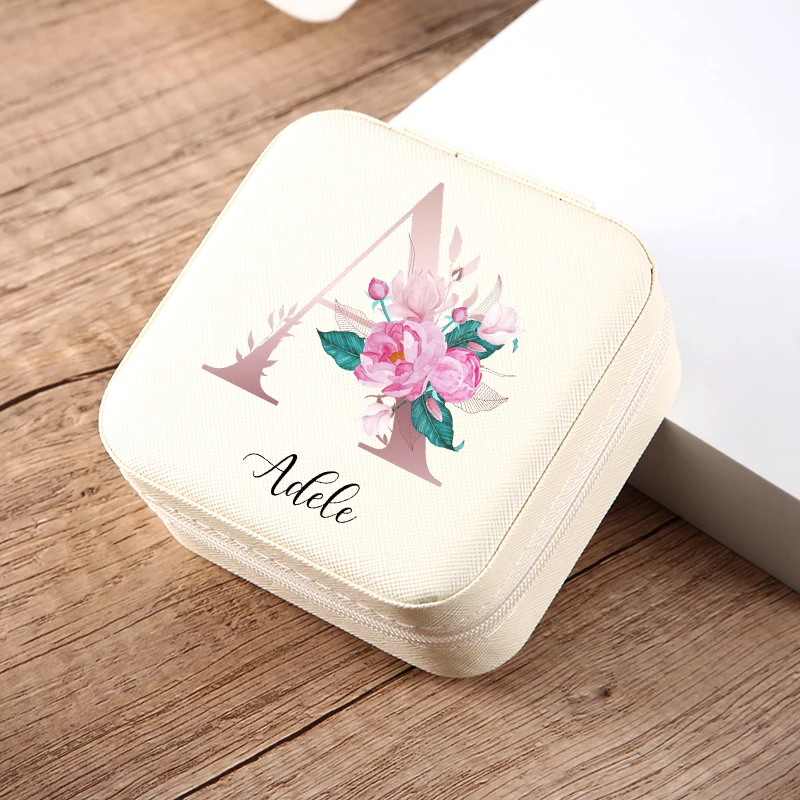 Personalized wedding Box Ring Boxes Travel Jewellery Case Letter with Name Bridesmaid  Proposal Birthday Valentine Gift