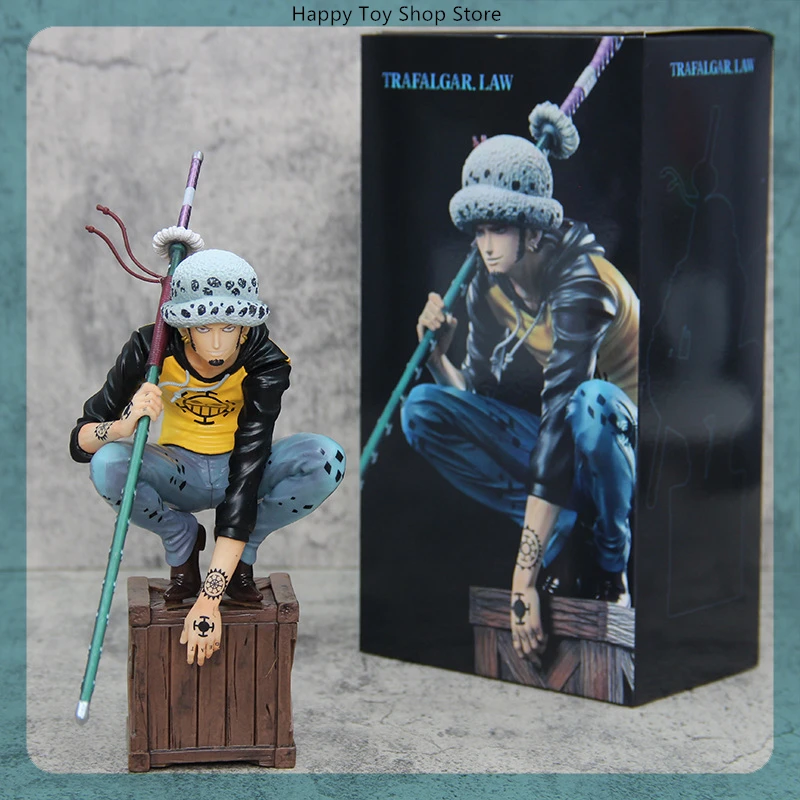 

21cm One Piece Oka Shichibukai Trafalgar D Water Law Squat Posture Anime Figure Collection Model Doll Desk Decoration Statue Toy