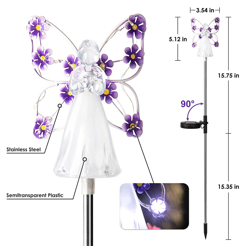 Solar Angel Garden Stake Lights Waterproof Outdoor Eternal Light Angel Pathway Decor For Memorial Art Sympathy Christmas Gift