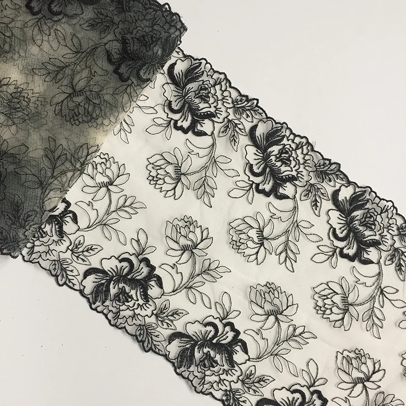 

20Yards Embroidered Tulle Lace Trim DIY Lingerie Sewing Accessories Black Net Lace Fabrics for Bra Accessories Needle Work
