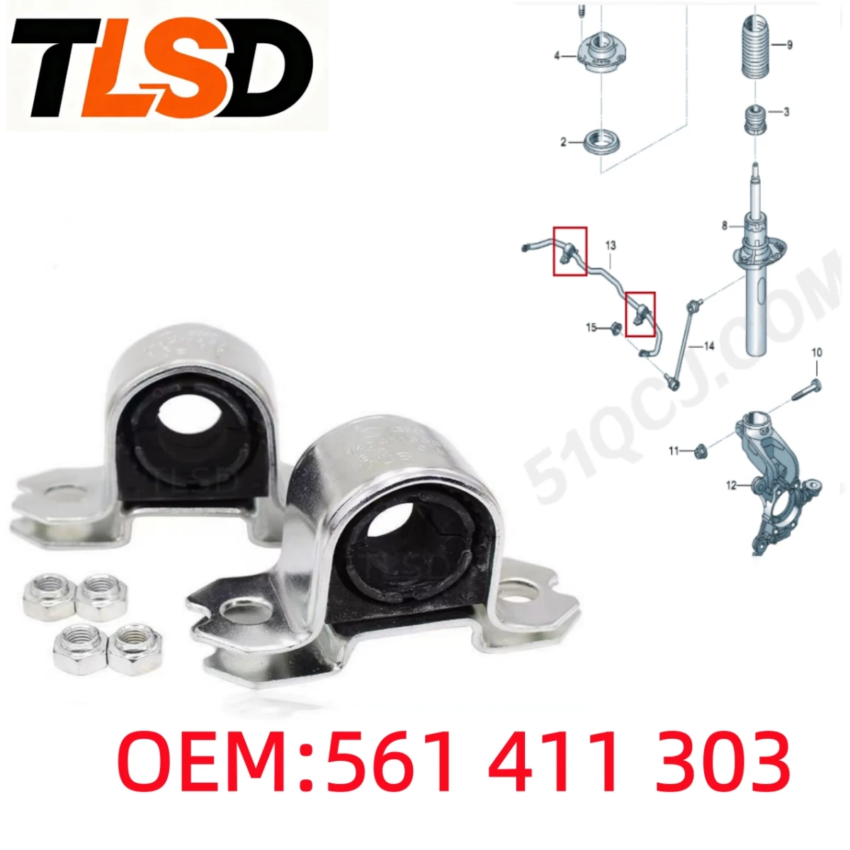 Front Stabilizer Bar Bushing.561411303. Suitable for Volkswagen. New Passat. Beetle. Seat. Audi A3