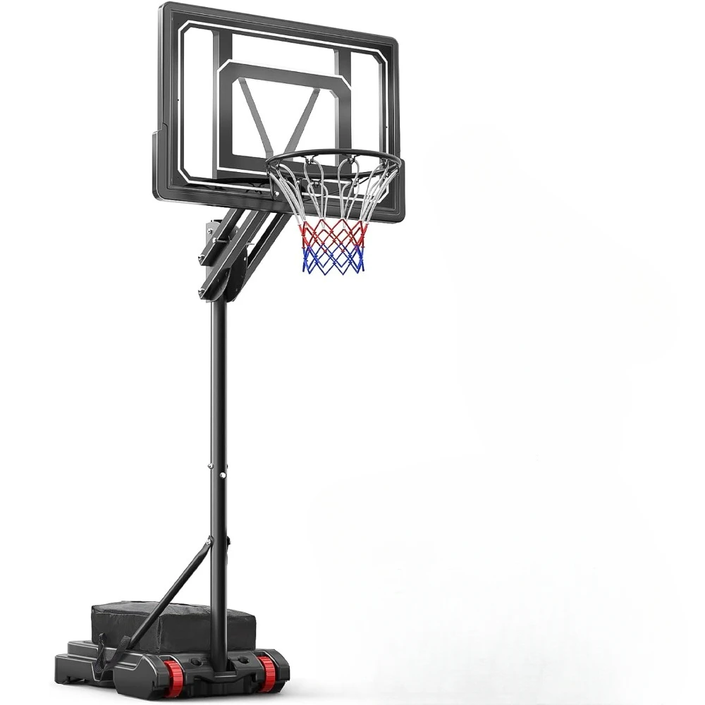 

Portable Basketball Hoop Outdoor 5.5FT-9.5FT Easy Height Adjustable Stand System w/Shatterproof Backboard with Free Weighted Bag