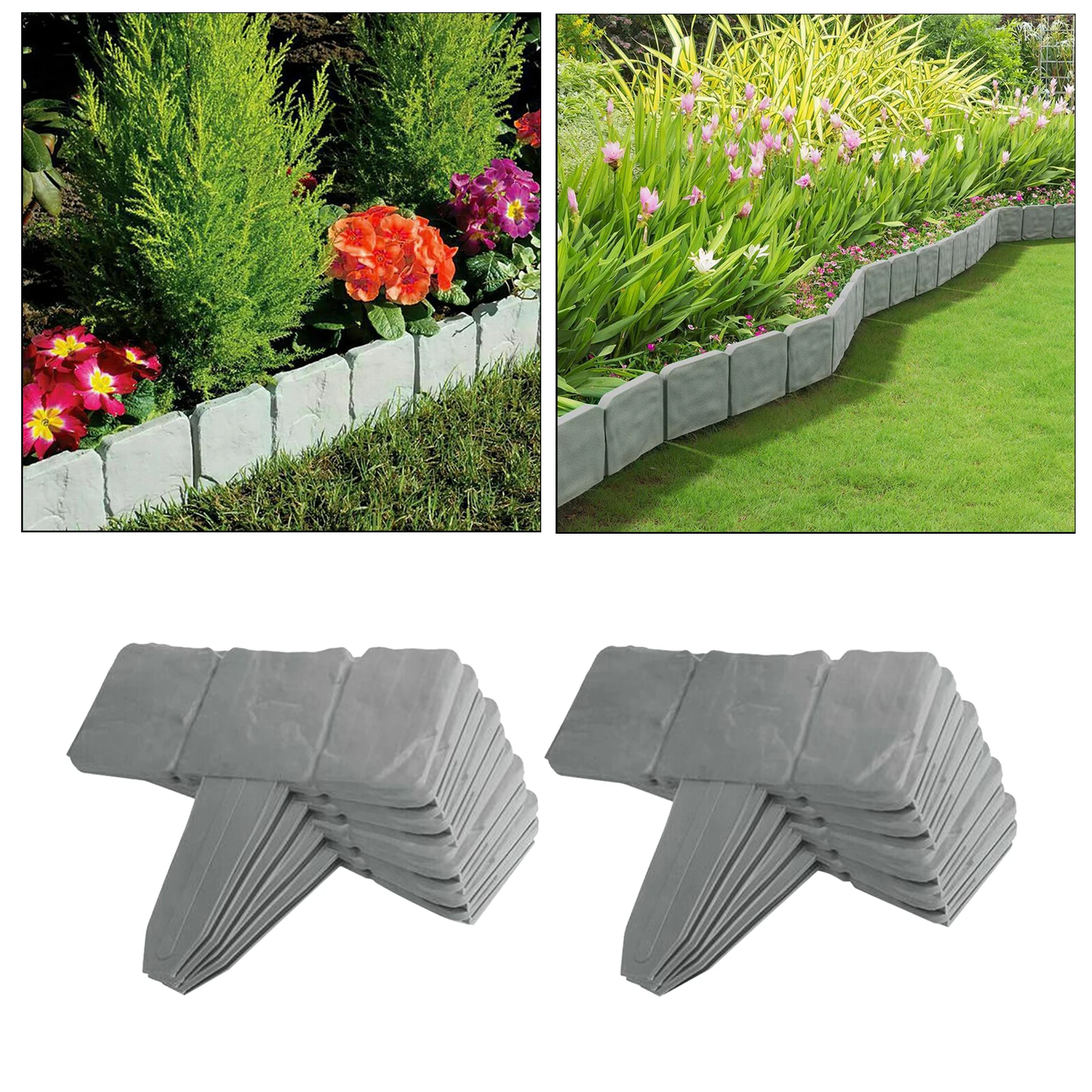 10pcs Lawn Plant Garden Border Flower Bed Edging Fence Stone Trim Grass Edging DIY Walkways Palisade