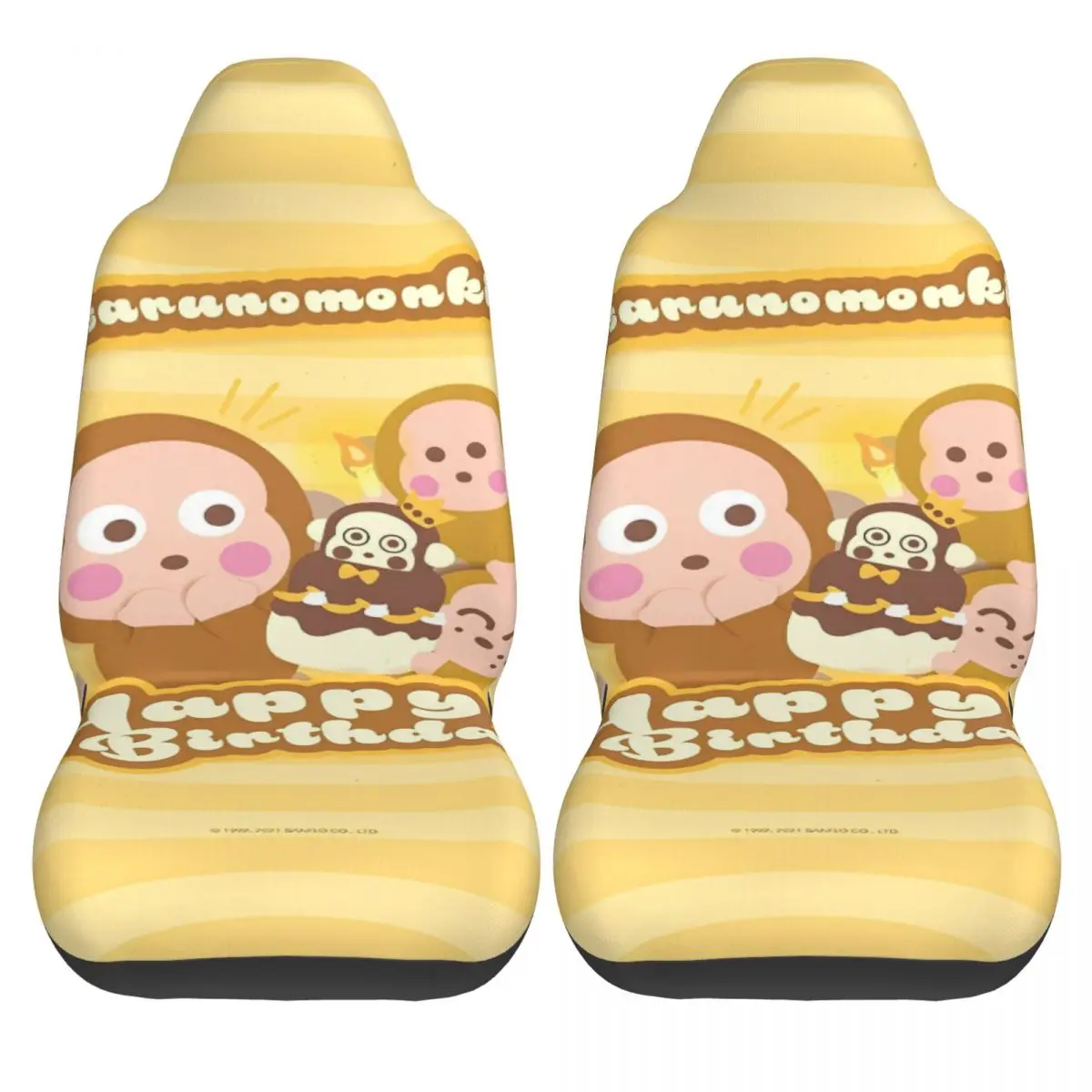 

Monkichi Car Seat Covers Auto Polyester Auto Seat Covers Protector 2 Pcs Kawaii Cover