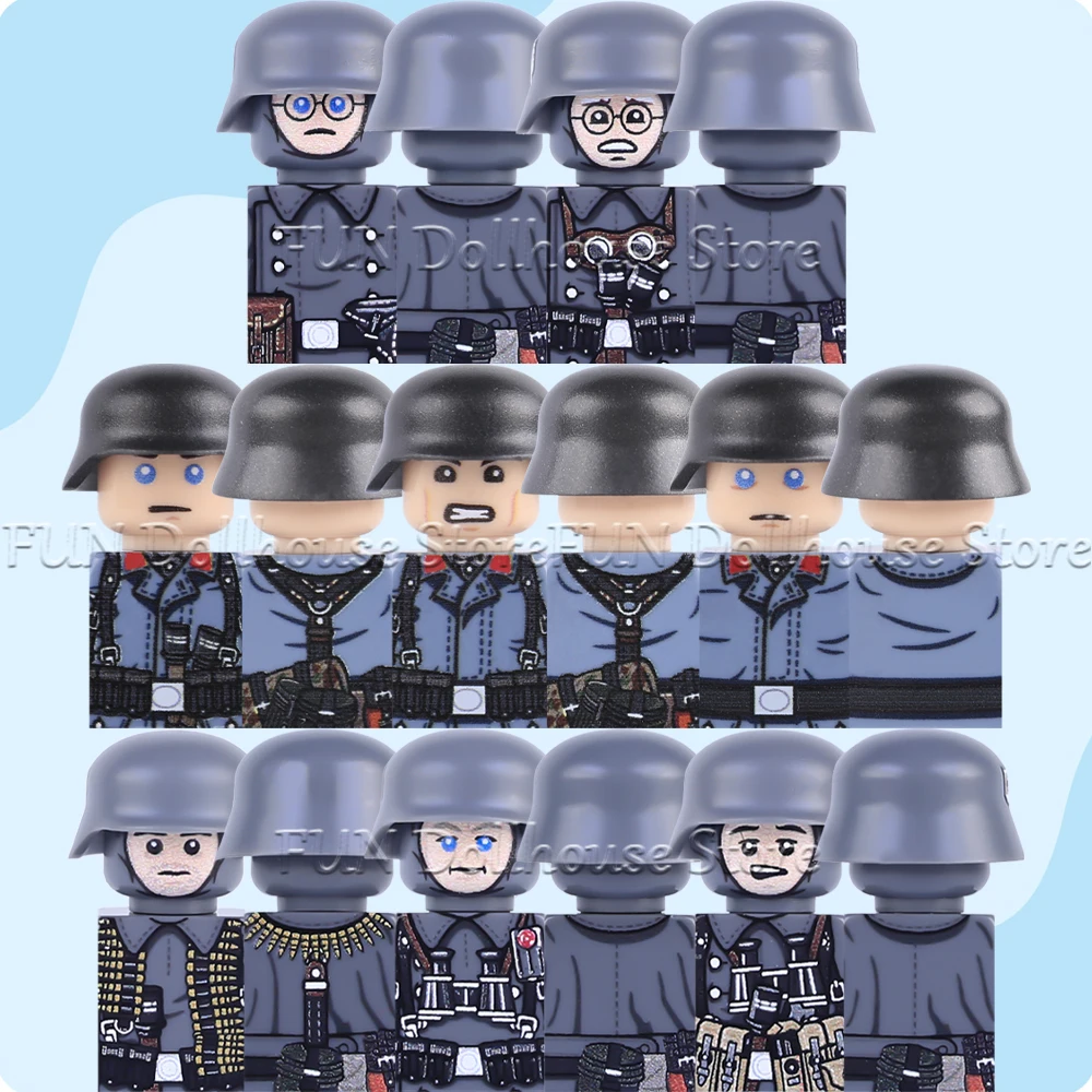 Militär-Soldaten-Figuren-Zubehör Bausteine Deutsche Infanterie Luftwaffe Artillerie Offizier Schütze Arm MOC Brick Jungen Spielzeug
