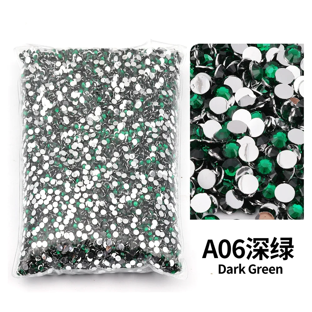 Aark Green 2–6 mm Harz, nicht Hotfix-Strasssteine, Großhandel, flache Rückseite, Kunststoffkristalle, Nagel-Ab-Zierkristalle zum Basteln