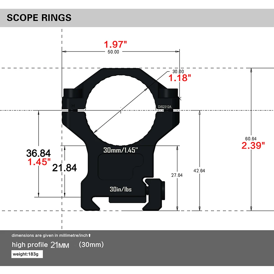 Picatinny 레일 용 디스커버리 30mm 스코프 링 링 Cnc 7075 항공 알루미늄 사냥 액세서리 야외 장착 링 썸네일 6