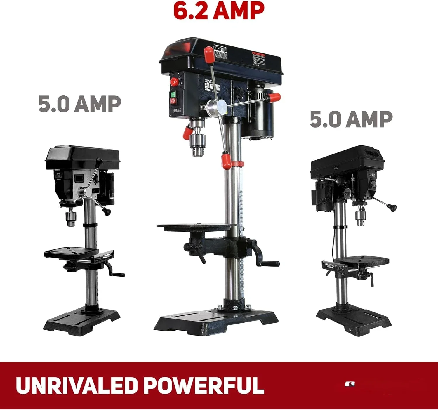 12 INCH 6.2A Professional Bench Drill Press, 3/4HP Powerful Benchtop Drill Press, Variable Speed Drill Press with IIIA Laser