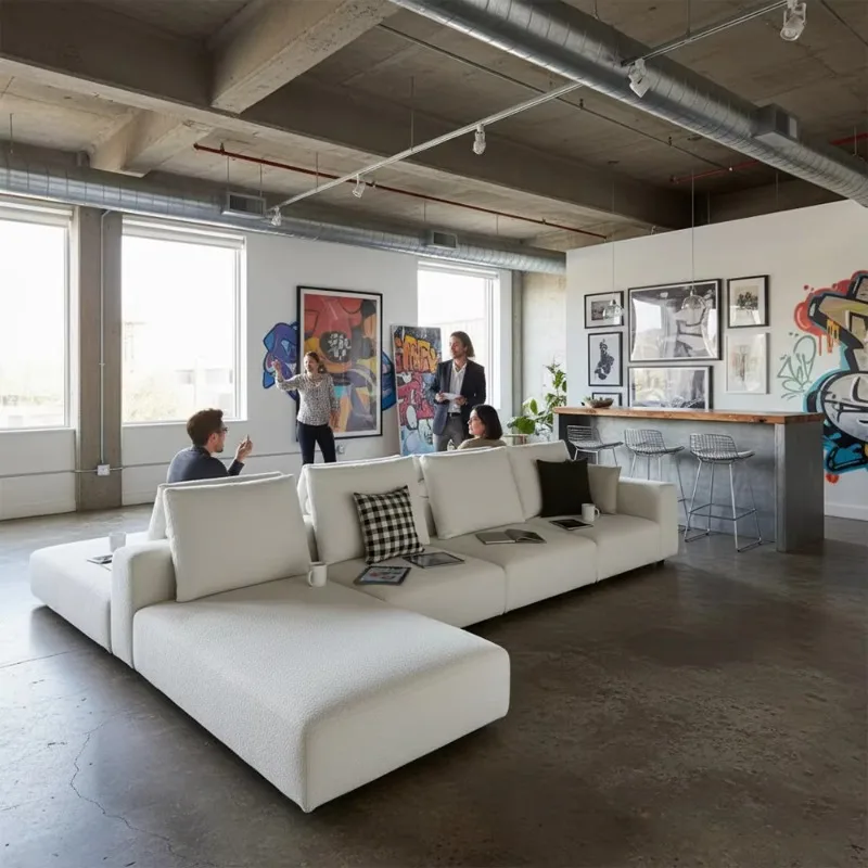 مجموعة أريكة جزيرة حديثة من القماش الراقية، أثاث فندقي لغرفة المعيشة وغرفة المعيشة #3