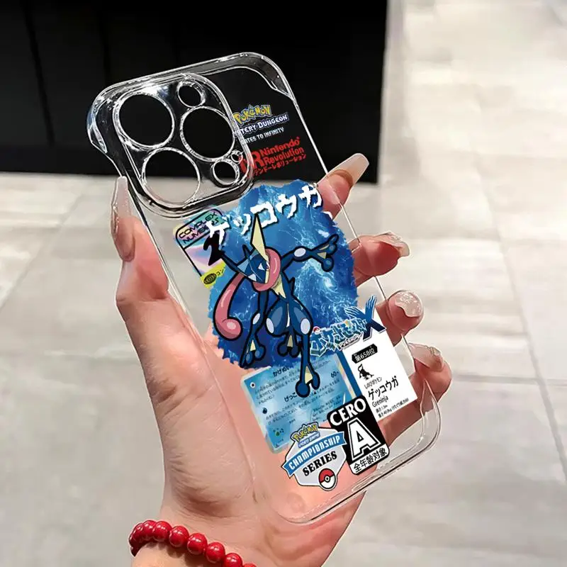 phone case for Apple iphone 16 15 pro max cases 11 16plus 12 14 13 borderless cooling clear fundas Pokemon Emerald Greninja Sac