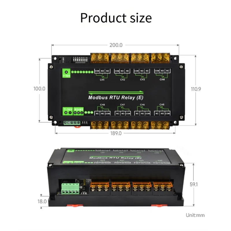 ABMF-8-Ch RS485 وحدة مرحل إيثرنت Modbus RTU بروتوكول عزل مختلف 30A وحدة التتابع الحالية العالية