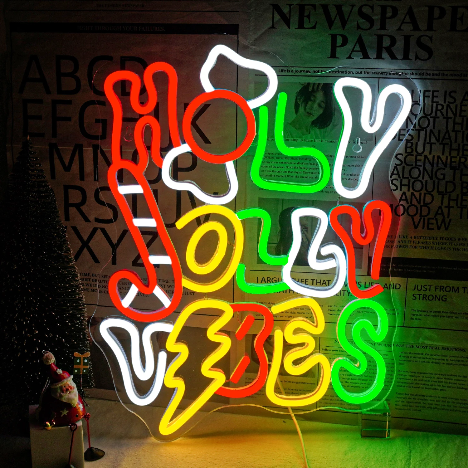 

Christmas Colorful Neon Sign Holy Jolly Vibes Neon Sign Dimmable Room Decoration For Living Room Home Bar Shop Sign Led Light