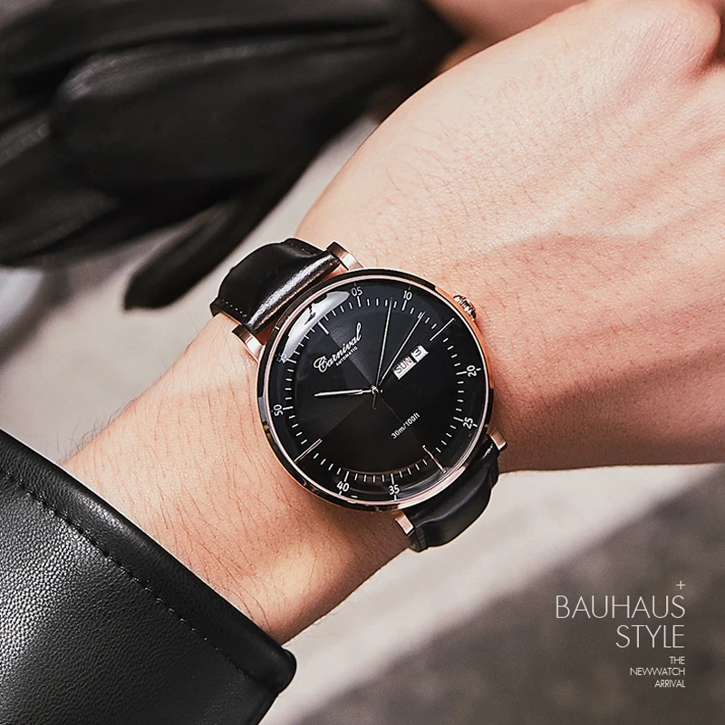 

Carnival Brand Mens Luxury Watch Man Fashion Waterproof Rose Gold Silver Calendar Automatic Mechanical Wristwatches Reloj Hombre