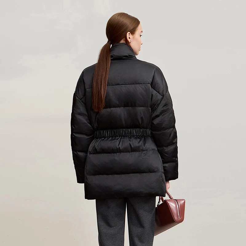 Amii para baixo casacos 2025 inverno novo gola alta com cinto manga longa superior quente em linha reta cor sólida para baixo jaquetas mulher 12544049