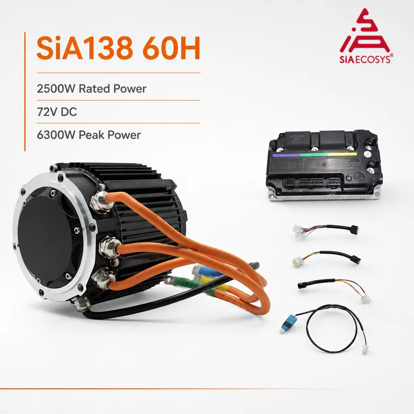 SiAECOSYS SIA138-60 2500W Mid Drive Motor Kit 60N.m Peak 6000W Motor with VOTOL Controller EM100-2 CAN Electric Motorcycle