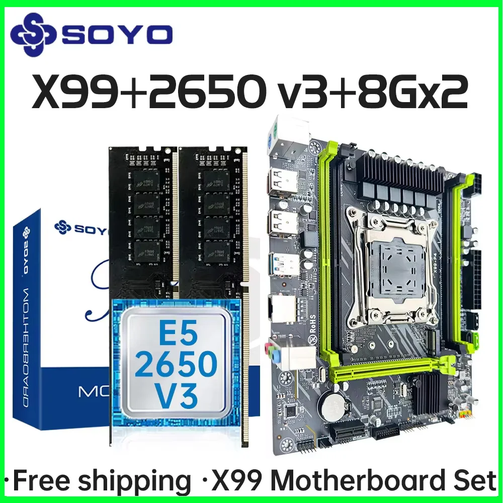 

X99 Motherboard Kit SOYO With Intel Xeon E5 2650 V3 CPU & Dual-channel DDR4 8Gx2 2133MHz ECC RAM for Gaming Computer