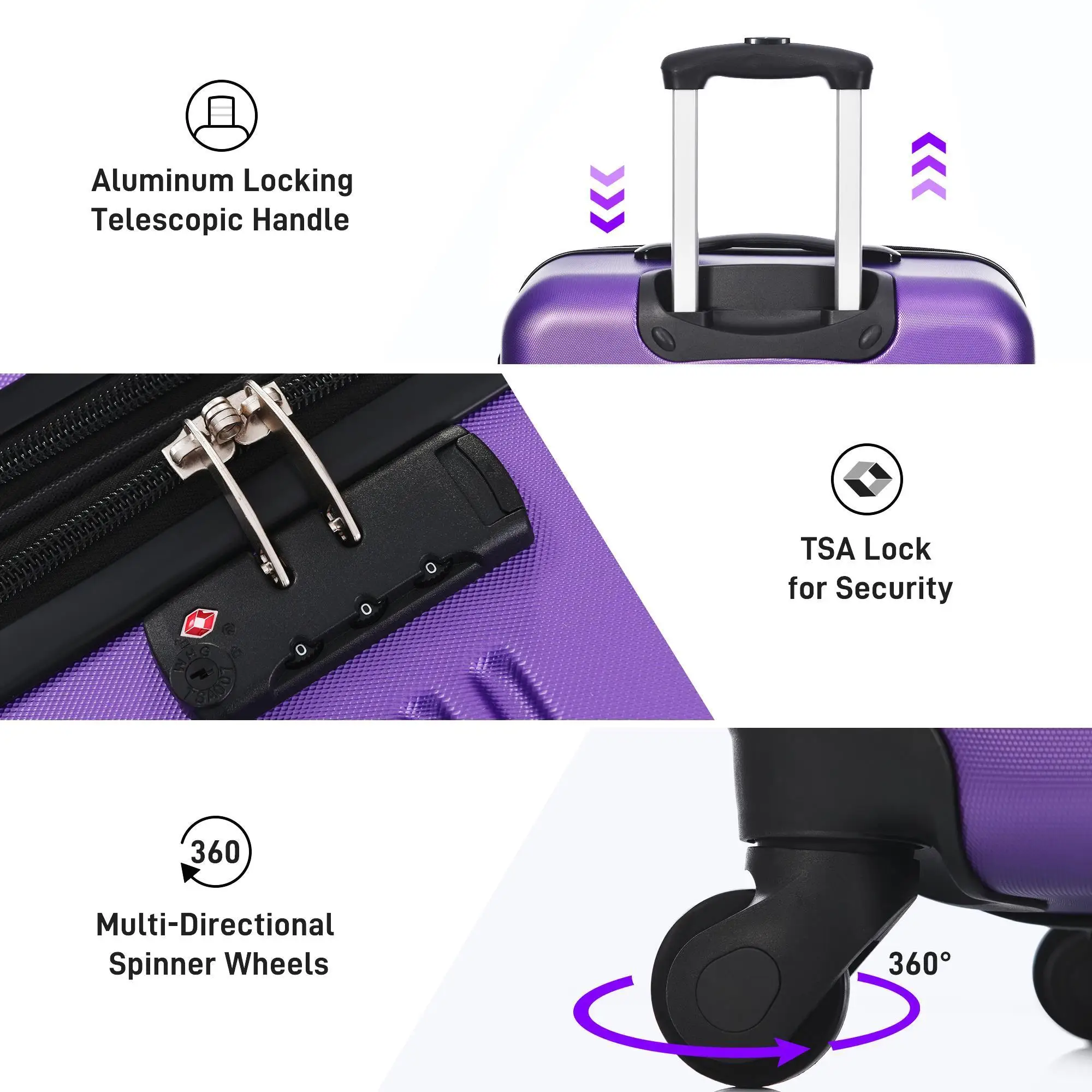 4-Piece Hardshell Luggage Set with TSA Lock - Lightweight 16 20 24 28 Spinner Suitcases & Travel Bag