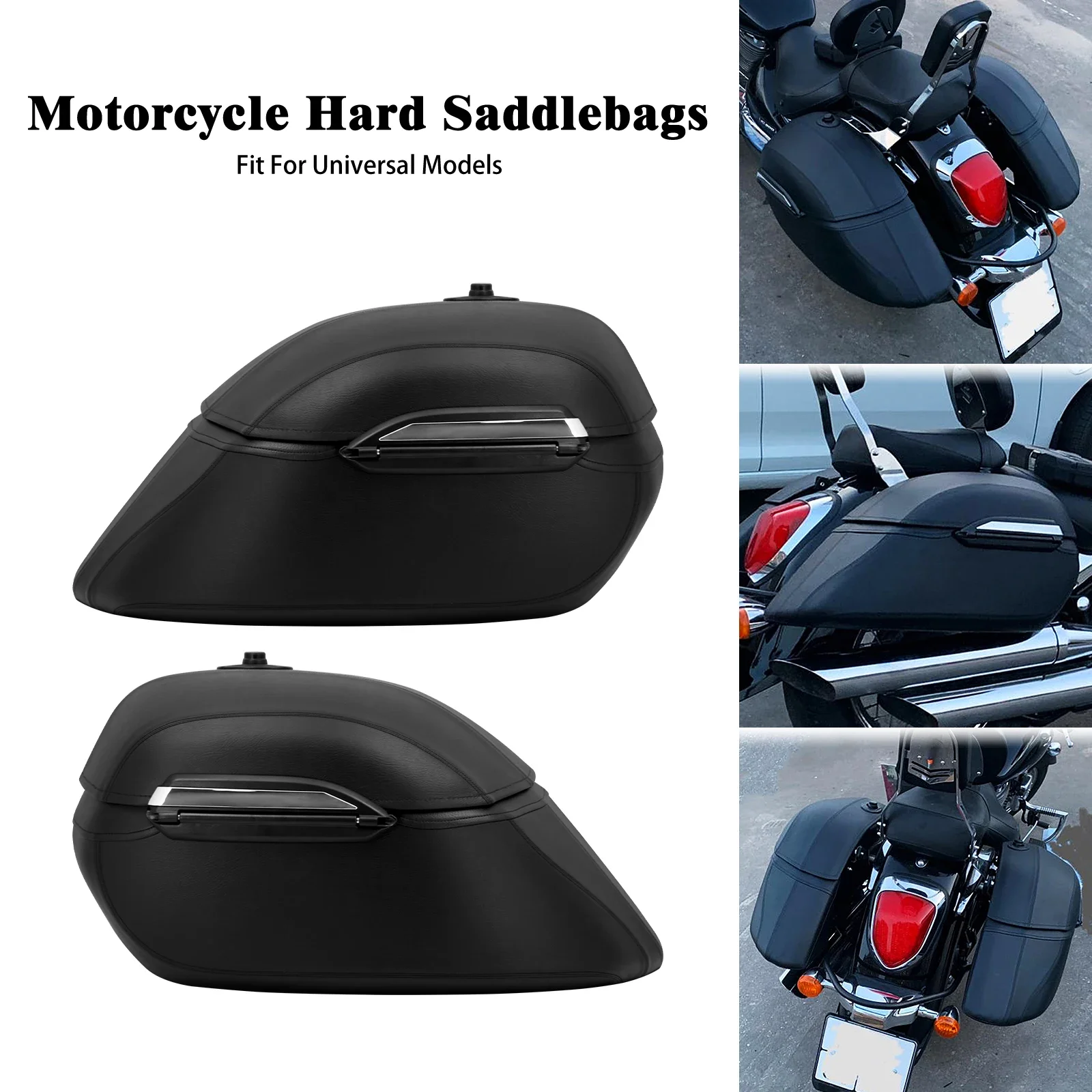 

Motorcycle Universal Classic Black Hard Bags Saddlebag & Heavy Duty Mounting Kit For Harley Softail Touring For Yamaha For Honda