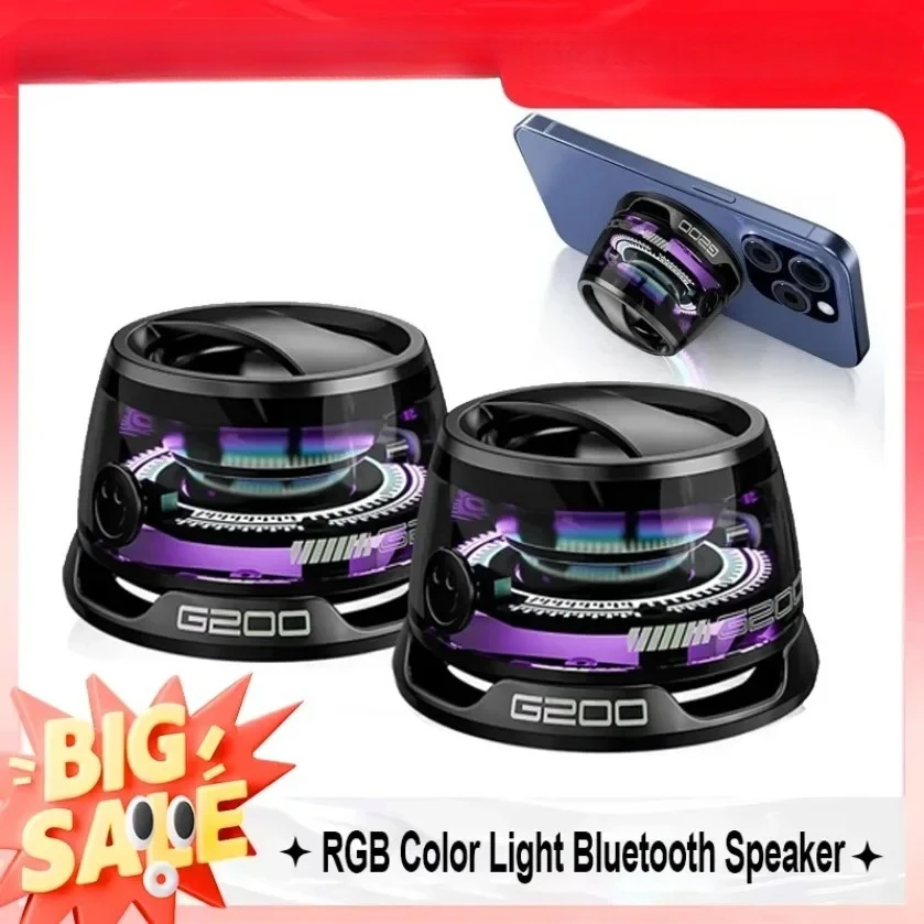 *-* Altoparlante Bluetooth portatile G200 Illuminazione RGB Altoparlante magnetico BT5.0 Mini cassa armonica Riproduzione 7 ore Supporto per telefono
