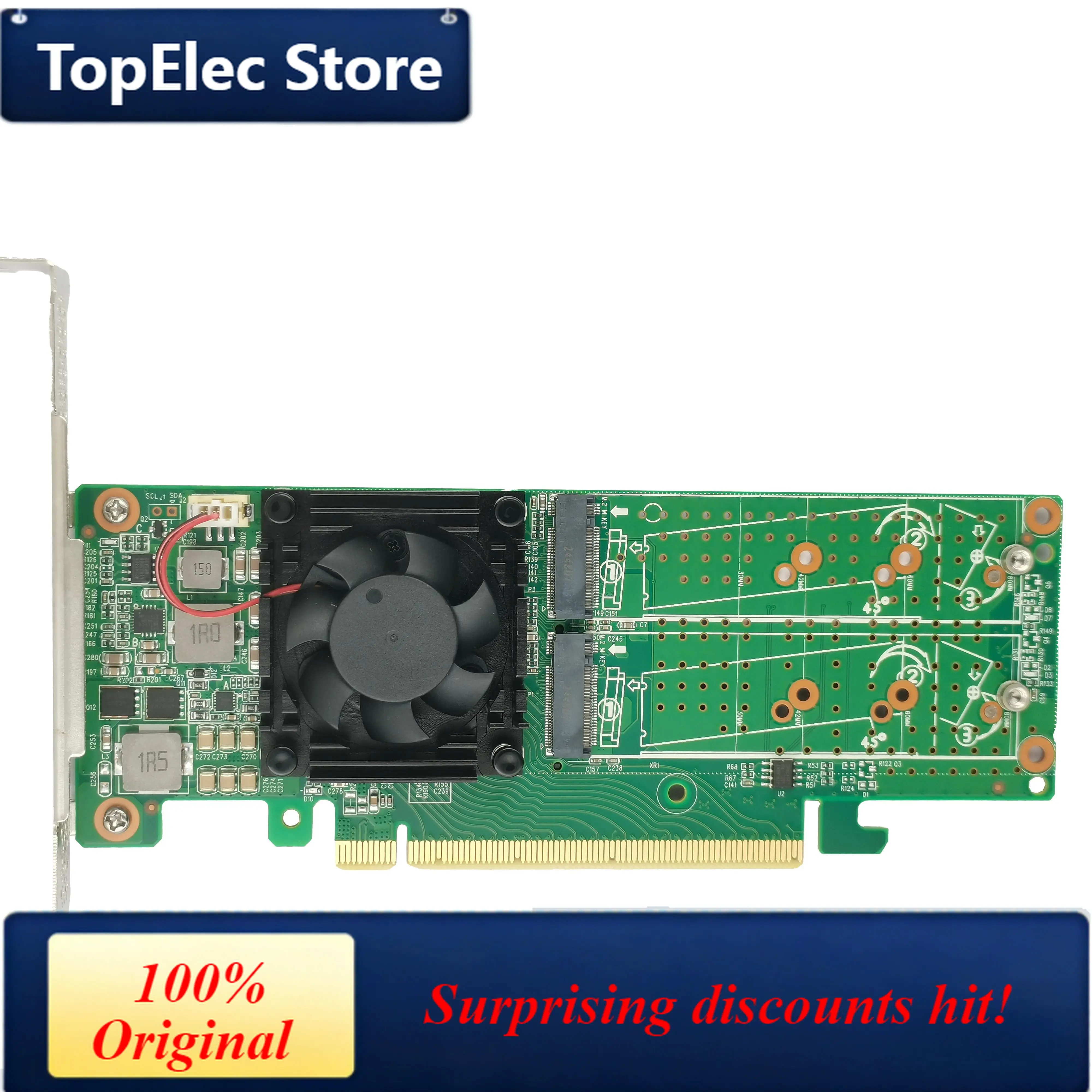 TopElec PCIe 3.0 X16 to 4x M.2 NVMe SSD Switch Adapter support 2280 SSD-PE3162-4IL   no motherboard bifurcation  required